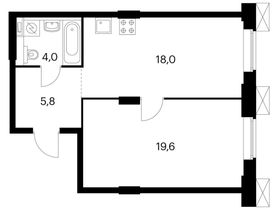 Продажа 1-комнатной квартиры 45,7 м², 11/28 этаж