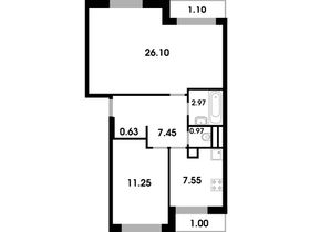 59 м², 2-комн. квартира, 2/4 этаж