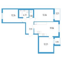 Продажа 3-комнатной квартиры 73,1 м², 2/11 этаж