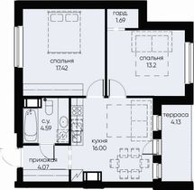 Продажа 2-комнатной квартиры 58 м², 10/10 этаж