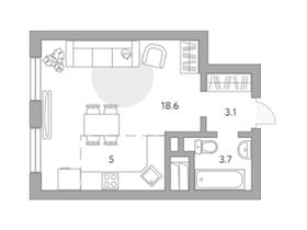 Продажа квартиры-студии 30,4 м², 20/23 этаж
