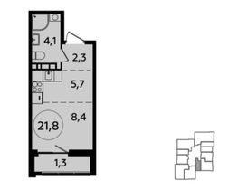 21,8 м², 1-комн. квартира, 3/30 этаж
