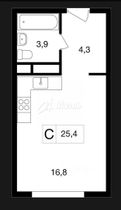 Продажа квартиры-студии 25 м², 2/25 этаж