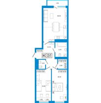 83,2 м², 3-комн. квартира, 23/26 этаж