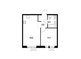 Продажа 1-комнатной квартиры 39,4 м², 25/25 этаж