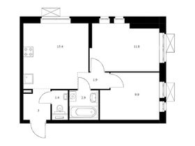 Продажа 2-комнатной квартиры 46,3 м², 19/33 этаж
