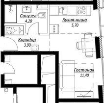 Продажа квартиры-студии 25,2 м², 7/8 этаж