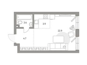 Продажа квартиры-студии 35,1 м², 2/23 этаж