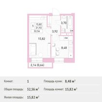 Продажа 1-комнатной квартиры 32,6 м², 10/17 этаж