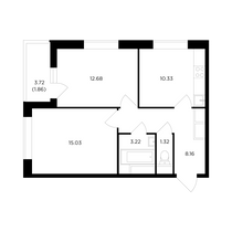 Продажа 2-комнатной квартиры 52,6 м², 23/24 этаж