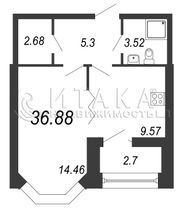 Продажа 1-комнатной квартиры 36,8 м², 2/13 этаж