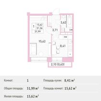 Продажа 1-комнатной квартиры 32 м², 12/17 этаж
