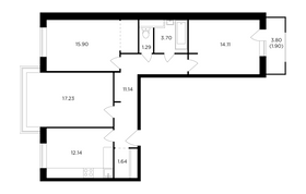 Продажа 3-комнатной квартиры 79,1 м², 21/25 этаж