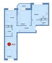 Продажа 3-комнатной квартиры 75,4 м², 12/17 этаж