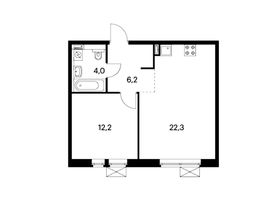 Продажа 1-комнатной квартиры 44,7 м², 2/15 этаж