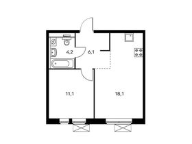Продажа 1-комнатной квартиры 39,3 м², 18/22 этаж