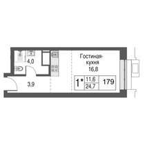 Продажа квартиры-студии 24,7 м², 9/53 этаж
