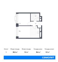 Продажа 1-комнатной квартиры 38,2 м², 9/24 этаж