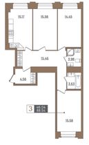 Продажа 3-комнатной квартиры 86 м², 2/6 этаж