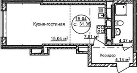 32 м², 1-комн. квартира, 2/32 этаж