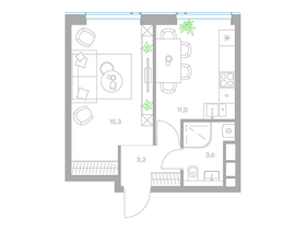 Продажа 1-комнатной квартиры 33,1 м², 24/33 этаж