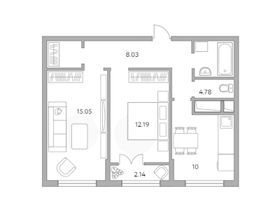 Продажа 2-комнатной квартиры 54,3 м², 13/25 этаж