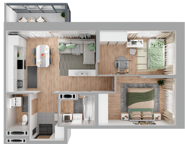 55,6 м², 2-комн. квартира, 2/23 этаж