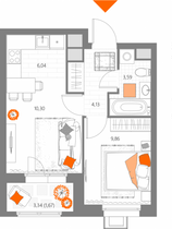 Продажа 2-комнатной квартиры 35,6 м², 2/29 этаж