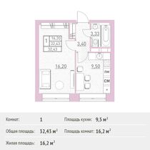 Продажа 1-комнатной квартиры 32,4 м², 11/17 этаж