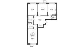 Продажа 3-комнатной квартиры 85,2 м², 3/13 этаж