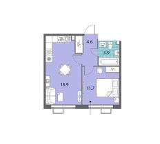 Продажа 1-комнатной квартиры 39,1 м², 18/23 этаж