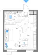 Продажа 1-комнатной квартиры 39,8 м², 21/29 этаж
