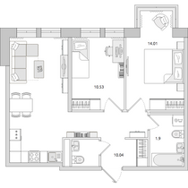 Продажа 2-комнатной квартиры 62 м², 3/4 этаж