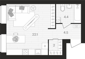 33 м², 1-комн. квартира, 1/10 этаж