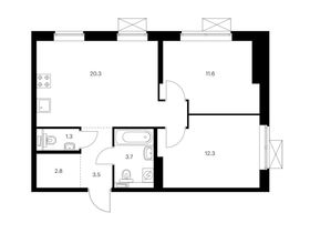 Продажа 2-комнатной квартиры 55,5 м², 5/33 этаж