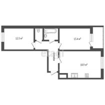 Продажа 3-комнатной квартиры 58,1 м², 1/17 этаж