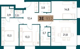 93,2 м², 3-комн. квартира, 2/28 этаж