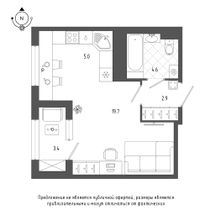 Продажа квартиры-студии 33,9 м², 7/18 этаж
