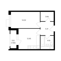 Продажа 1-комнатной квартиры 41,6 м², 23/27 этаж