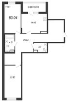Продажа 2-комнатной квартиры 86,1 м², 3/10 этаж