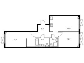 Продажа 2-комнатной квартиры 66,3 м², 2/17 этаж