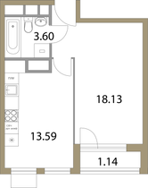 36,5 м², 1-комн. квартира, 4/20 этаж