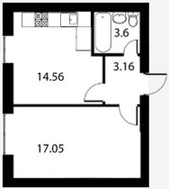 Продажа 1-комнатной квартиры 38,4 м², 3/4 этаж