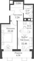 Продажа 2-комнатной квартиры 46,3 м², 14/24 этаж