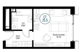 Продажа 1-комнатной квартиры 25,5 м², 3/30 этаж