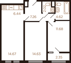 Продажа 3-комнатной квартиры 63 м², 7/8 этаж
