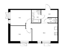 Продажа 2-комнатной квартиры 52,5 м², 11/21 этаж