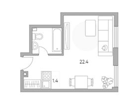 Продажа 1-комнатной квартиры 27,9 м², 20/33 этаж