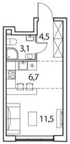 Продажа 1-комнатной квартиры 25,8 м², 14/17 этаж