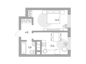 Продажа 1-комнатной квартиры 36,1 м², 9/23 этаж